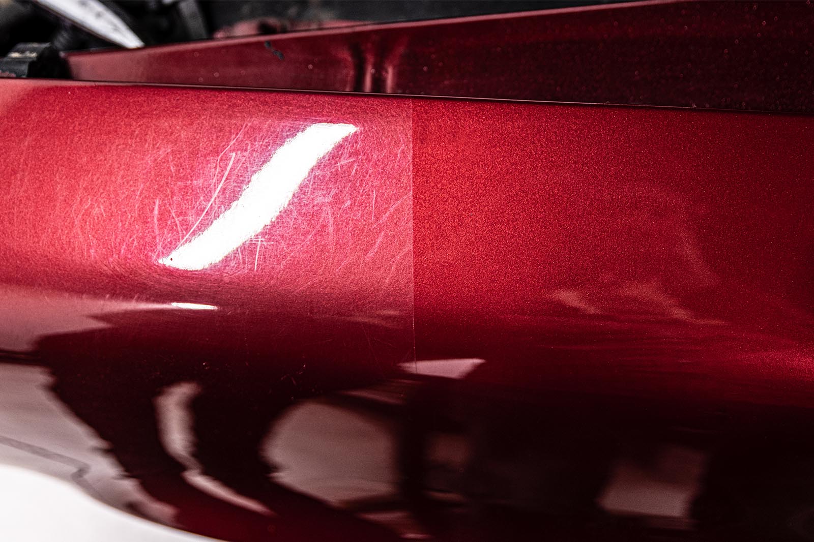 Red car paint correction result